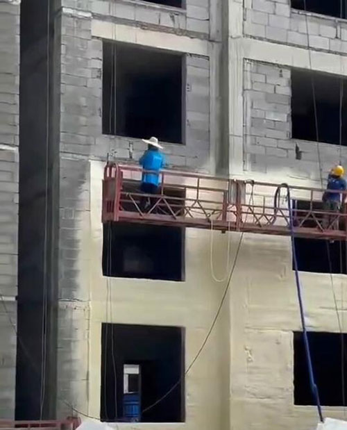 楼房外墙保温层发泡万向喷涂案例